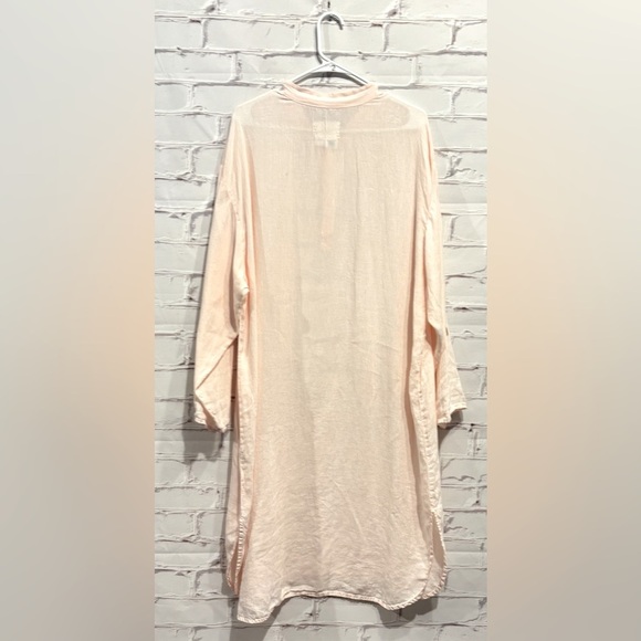 FLAX Light Pink Linen Long Sleeve Midi Top – Size Small - Picture 2 of 5